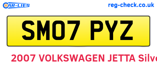 SM07PYZ are the vehicle registration plates.
