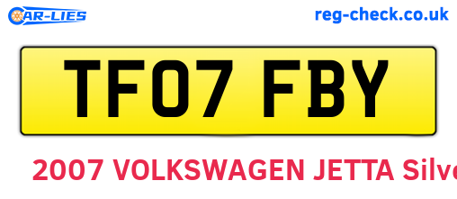 TF07FBY are the vehicle registration plates.