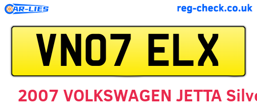 VN07ELX are the vehicle registration plates.
