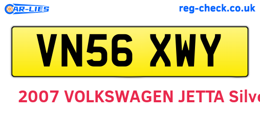VN56XWY are the vehicle registration plates.