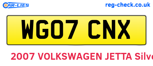 WG07CNX are the vehicle registration plates.