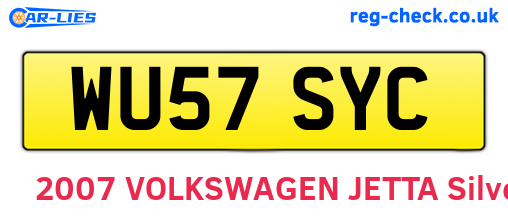 WU57SYC are the vehicle registration plates.