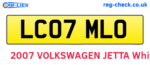 LC07MLO are the vehicle registration plates.
