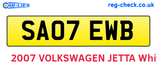 SA07EWB are the vehicle registration plates.