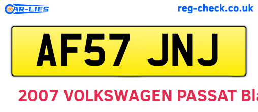 AF57JNJ are the vehicle registration plates.