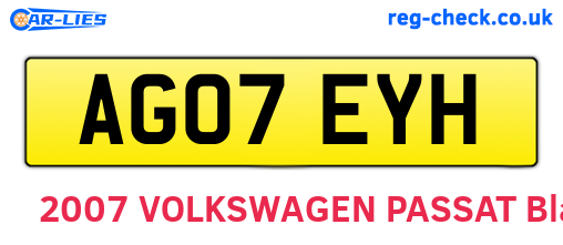 AG07EYH are the vehicle registration plates.