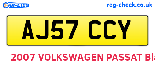 AJ57CCY are the vehicle registration plates.
