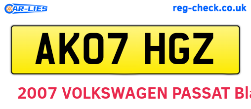 AK07HGZ are the vehicle registration plates.