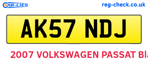 AK57NDJ are the vehicle registration plates.