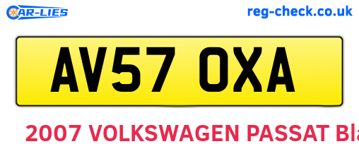 AV57OXA are the vehicle registration plates.