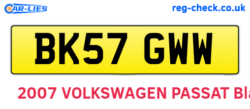 BK57GWW are the vehicle registration plates.