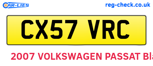 CX57VRC are the vehicle registration plates.