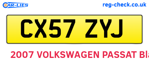 CX57ZYJ are the vehicle registration plates.