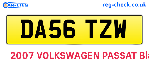 DA56TZW are the vehicle registration plates.