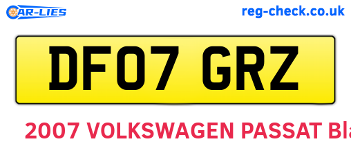 DF07GRZ are the vehicle registration plates.