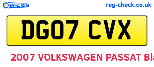 DG07CVX are the vehicle registration plates.
