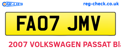 FA07JMV are the vehicle registration plates.