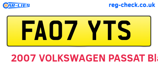 FA07YTS are the vehicle registration plates.