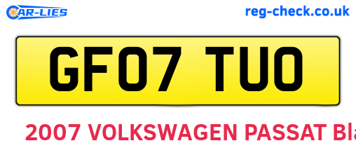 GF07TUO are the vehicle registration plates.