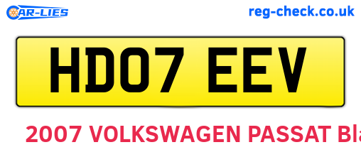 HD07EEV are the vehicle registration plates.