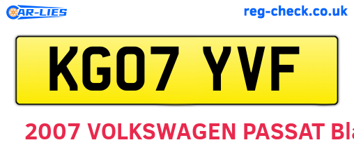 KG07YVF are the vehicle registration plates.