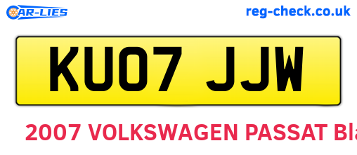 KU07JJW are the vehicle registration plates.