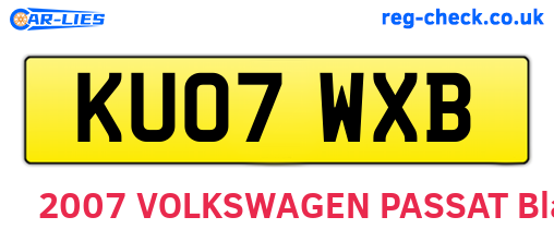 KU07WXB are the vehicle registration plates.