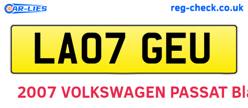LA07GEU are the vehicle registration plates.