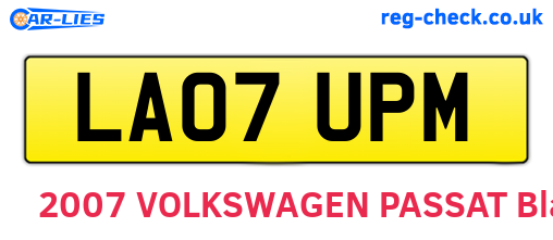 LA07UPM are the vehicle registration plates.