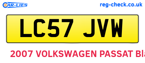 LC57JVW are the vehicle registration plates.