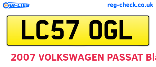 LC57OGL are the vehicle registration plates.