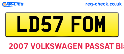 LD57FOM are the vehicle registration plates.