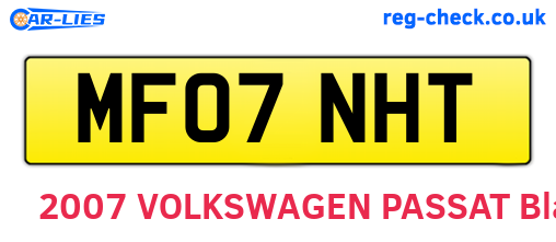 MF07NHT are the vehicle registration plates.