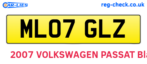 ML07GLZ are the vehicle registration plates.