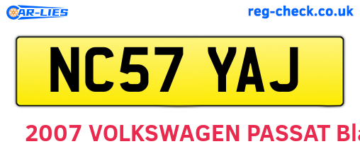 NC57YAJ are the vehicle registration plates.