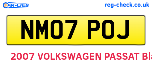 NM07POJ are the vehicle registration plates.
