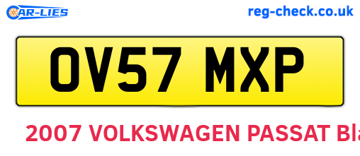 OV57MXP are the vehicle registration plates.