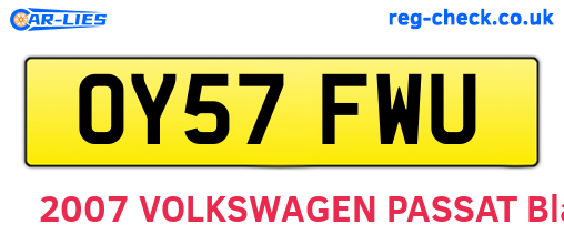 OY57FWU are the vehicle registration plates.