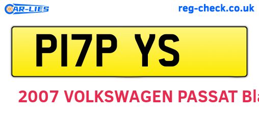 P17PYS are the vehicle registration plates.