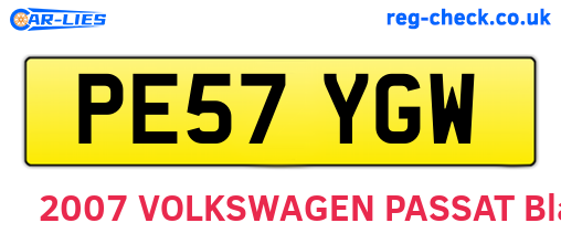 PE57YGW are the vehicle registration plates.