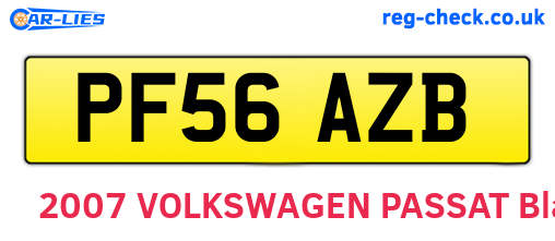 PF56AZB are the vehicle registration plates.