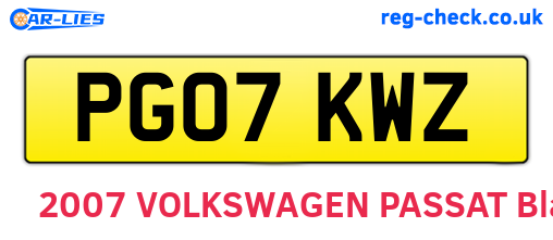 PG07KWZ are the vehicle registration plates.