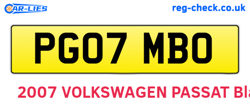 PG07MBO are the vehicle registration plates.