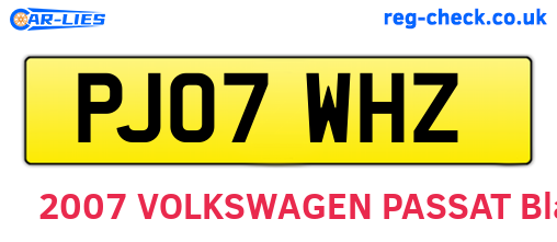 PJ07WHZ are the vehicle registration plates.