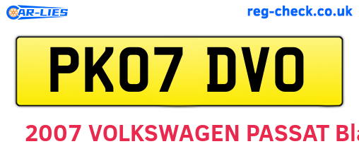 PK07DVO are the vehicle registration plates.