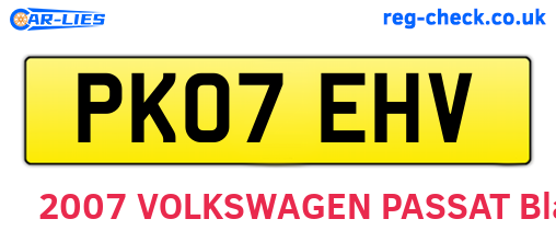 PK07EHV are the vehicle registration plates.