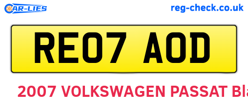 RE07AOD are the vehicle registration plates.