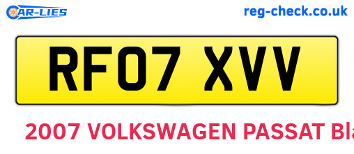 RF07XVV are the vehicle registration plates.