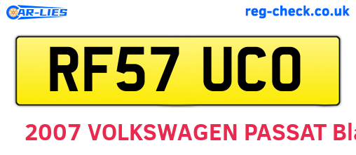 RF57UCO are the vehicle registration plates.