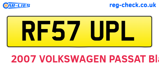 RF57UPL are the vehicle registration plates.